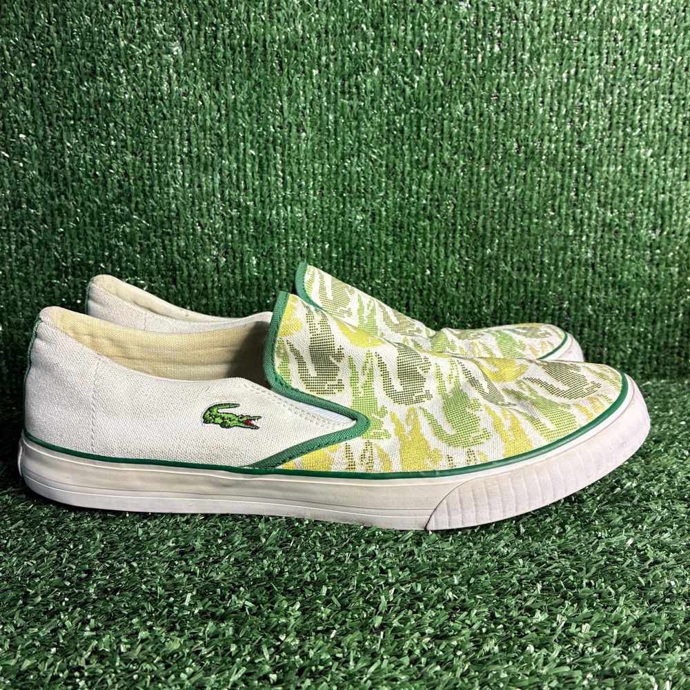 Lacoste Lyndon S D Croc Graphic Canvas Slip On Casual Sneaker White Green Mens 9